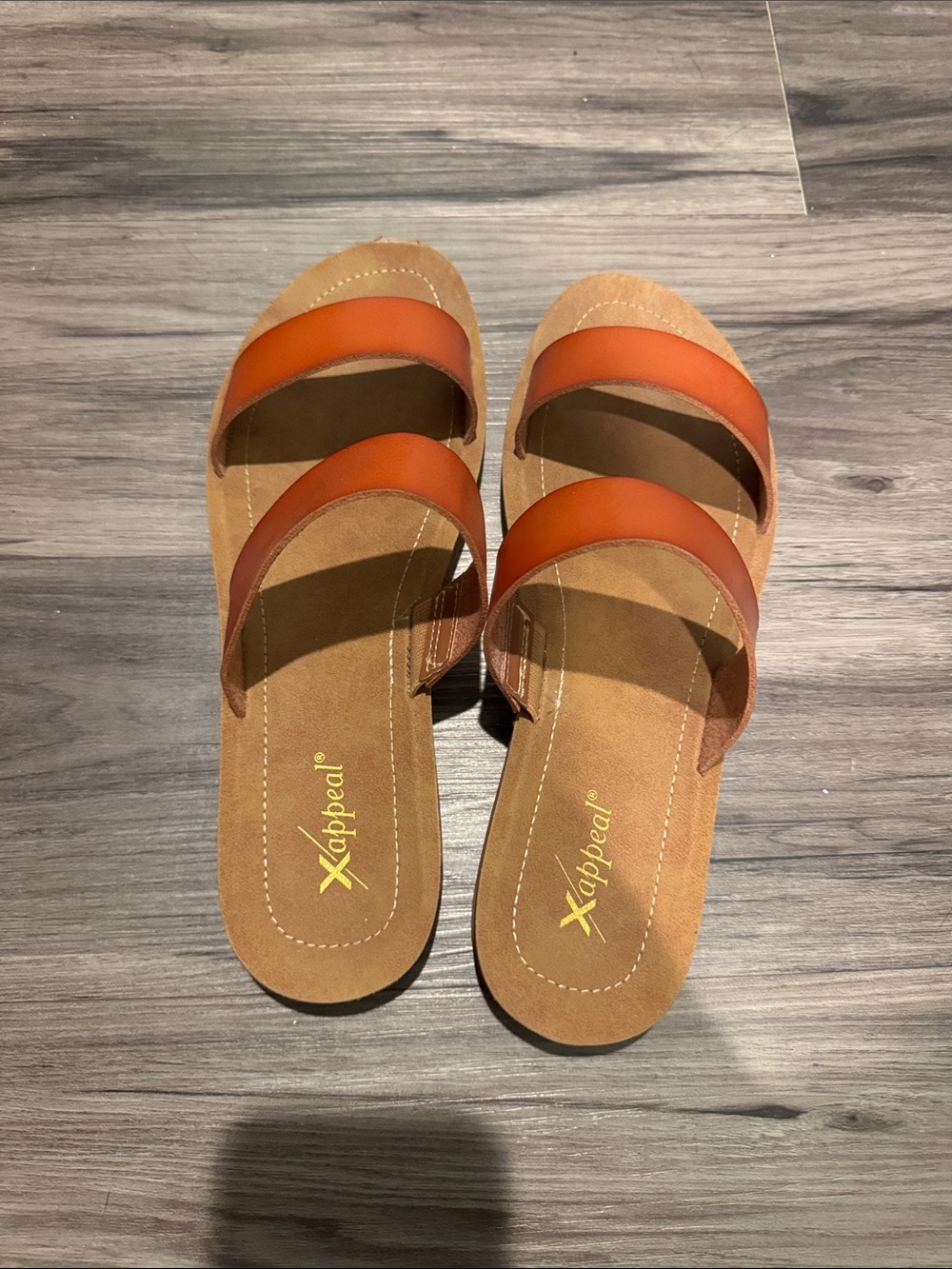Xappeal Women's Brown Double-Strap Slide Sandals